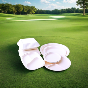 Platos de papel redondos desechables naturales de 6 \ "vajilla biodegradable de grado alimenticio para acampar para envasado de alimentos - Product Image 5