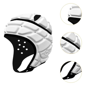 EVA Padded Rugby Helmet Soft Shell Head Guard Football Headgear <b>Adjustable</b> Chin <b>Strap</b> Youth Adult Sports Wholesale OEM - Product Image 2