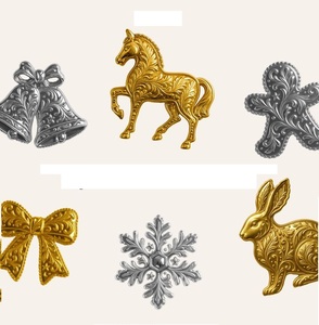 Vintage Brass Metal Christmas Ornament Set Carved Holiday Wall Decor Hanging Decoration Gift Decor - Product Image 3