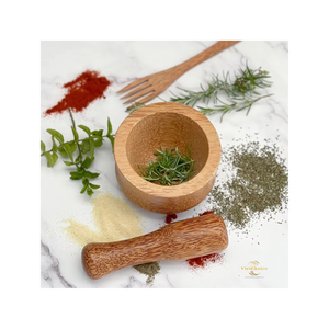 Mortero y Pilón de Madera de Coco Ecológicos, Hechos a Mano, para Moler Hierbas Naturales, para Compradores Mayoristas - Product Image 1