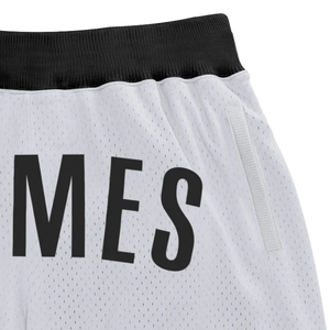Shorts de basket-ball en mesh sublimé blanc et noir pour hommes, respirants, en polyester, vêtements de sport, shorts de match d'équipe, entraînement de compétition - Product Image 4