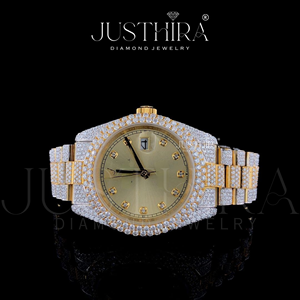 Montre Hip Hop Rapper entièrement sertie de diamants en argent sterling et or, avec pavé de moissanite et diamants VVS, pour homme ou femme - Product Image 2