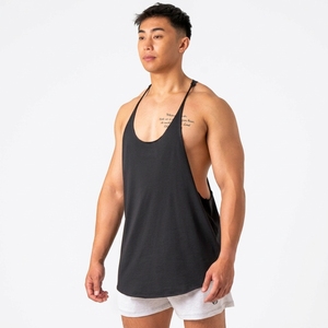 Wholesale Trendy Men's <b>Black</b> Solid Color <b>Tank</b> <b>Top</b> O-Neck Casual Breathable <b>Knitted</b> 100% Cotton Style - Product Image 1