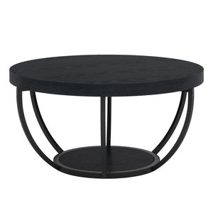 Tavolino da Caffè Rotondo in Legno a Doppio Ripiano, a Forma di Ciotola, con Funzionalità da Tavolino da Tè - Product Image 6