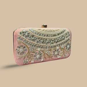 Traditional High-Quality Lace Embroidered Women's jewelry Clutch Bag with Pearl Handle and <b>Magnetic</b> Closure party bag - Product Image 2