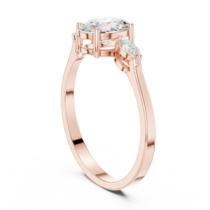 Bague de fiançailles en moissanite or rose taille ovale avec pierres latérales marquise, bague de mariage solitaire classique pour femme, bijoux personnalisés - Product Image 2