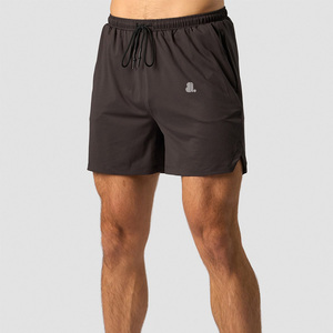 Pantalones Cortos Deportivos para Hombre, Negros, Sólidos, de Secado Rápido, Transpirables, de Cintura Alta, con Cordón Ajustable y Logotipo Frontal, de Poliéster - Product Image 1