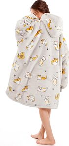Couverture polaire à capuche unisexe avec imprimé lettres, coupe oversize, pour l'hiver, décontractée, manches classiques, respirante, 100 % coton - Product Image 4