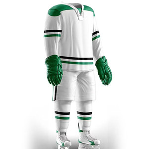 Ensemble d'uniformes de hockey sur glace professionnels en polyester et élasthanne respirant, maillot court, tenue d'équipe personnalisable avec nom et numéro pour le jeu compétitif - Product Image 3