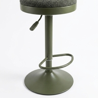 Tabouret de bar moderne en métal vert olive, pivotant, réglable en hauteur, avec siège en tissu texturé pour la maison