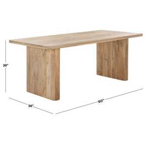 Juego de Mesa de Comedor de Madera Maciza Estilo Japandi, Rectangular, con Base de Bloque, Estilo Nórdico Minimalista Contemporáneo, Sillas de Comedor - Product Image 6