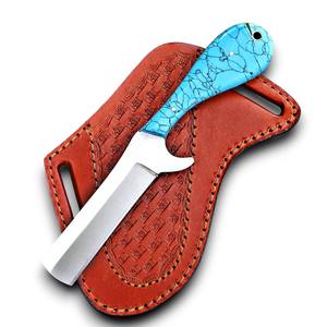 Cuchillo de acero inoxidable OEM al por mayor, tipo Bull Cutter, para vaqueros y ranchos, con hoja fija, mango de madera, funda de cuero personalizada, herramienta para camping al aire libre - Product Image 1