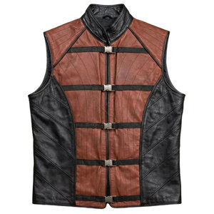 Chaleco Gótico de Cuero Acolchado Marrón y Negro Hecho a Mano, Chaleco Táctico Resistente de Cuero, Venta al por Mayor OEM ODM - Product Image 1