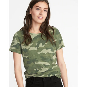 Women's Camouflage Print Short Sleeve T-Shirt Slim Fit O-Neck Casual Jersey <b>Top</b> All Seasons Wear - Product Image 3