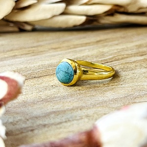 High Demand Turquoise <b>Rings</b> Minimalist Brass <b>Ring</b> For Women 18k Gold Plated <b>Dainty</b> Geometric <b>Ring</b> for Wholesale/OEM/ODM - Product Image 4