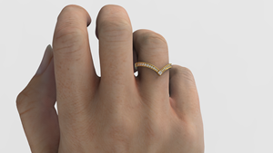 Bague en or plaqué 18K 14K avec diamant de laboratoire taille princesse et taille brillant rond, bague en V, bague de mariage incurvée empilable pour femme - Product Image 6