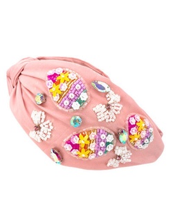 Nouveau serre-tête perlé rose de créateur, motif lapin de Pâques, fait main, avec carotte et broderie florale, accessoire de cheveux noué pour femmes et filles 2026 - Product Image 5