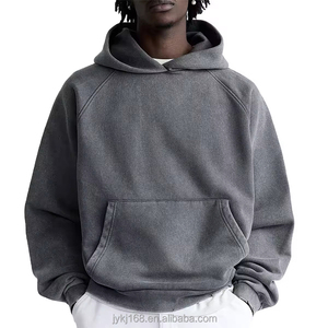 Sweat à capuche pour homme 100% Coton, 500 GSM, coupe oversize et carrée, gris délavé, avec poche pochette et impression sérigraphique, en French Terry, personnalisable - Product Image 5