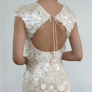 Vestido Sexy de Una Pieza con Cuentas y Flecos, con Bonito Trabajo de Bordado, Transpirable y Ecológico para Fiestas - Product Image 1