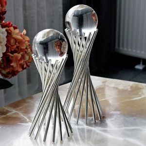 Esfera Geométrica de Latón Hecha a Mano, Centro de Mesa Ecológico, Arte Moderno y Elegante para Decoración del Hogar con Bola de Cristal - Product Image 4