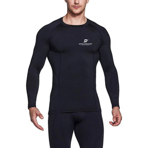 Solid Color Long Sleeve <b>Men</b> <b>Compression</b> <b>Shirts</b> Breathable Eco-Friendly Quick Dry Customized Logo OEM Service - Product Image 1