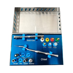 Kit d'implants dentaires manuels en acier inoxydable Bone Bridge Instruments BBI-386, comprenant ciseaux, disques, et dilatateurs osseux, avec tige de 3 mm et tête de 1,6 mm - Product Image 1