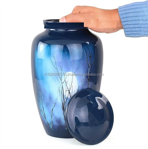 Urne élégante et détaillée en aluminium pour cendres humaines de crémation pour adultes, parfaite pour le service commémoratif ou l'affichage à la maison - Product Image 1