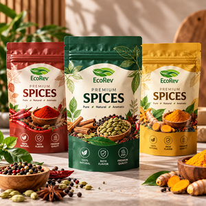 custom logo Spice Packaging Stand Up <b>Pouch</b> Zipper Top For Turmeric Black Pepper Red Chili Flakes Food Grade Bag - Product Image 2