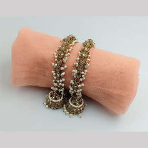 <b>Gold</b> Plated Crystal Stone and Pearl Ethnic <b>Bangles</b> <b>Set</b> for Women Wedding Party Jewelry with Hinduism Religious Significance - Product Image 1