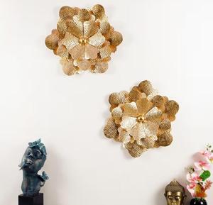 Modern Gold Plated Metal Wall <b>Art</b> Foliage Design Handmade Irregular Shape Home Decoration Glam Style - Product Image 1