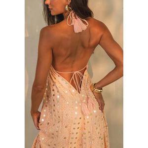Vestido Largo de Verano para Mujer, Estilo Bohemio, Cuello en V, Sin Mangas, Bordado, Hecho a Mano con Viscosa de Alta Calidad, Holgado, Natural y Sexy - Product Image 6