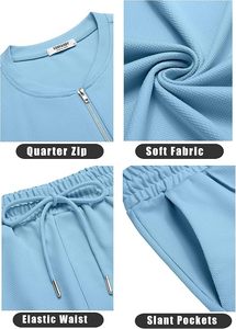 Conjunto de Shorts Casuales de Verano para Hombre, Color Azul Claro, Tejido de Punto, Secado Rápido, Color Sólido, Dos Piezas - Product Image 5