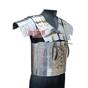 Lorica Segmentata Romaine Faite à la Main en Acier Doux, Cuirasse de Légionnaire Romain avec Sangles en Cuir Réglables, Costume de Reconstituant Taille Adulte - Product Image 2