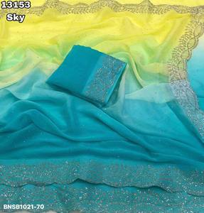 Excellent Quality Amazing Color Star Georgette with Padding With Siroski Work <b>Saree</b>-<b>Blouse</b> Collection Online Shopping India - Product Image 2