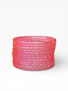 Brazaletes de Perlas de Cristal Rosa con Baño de Oro de Primera Calidad Estilo Kashmiri, Corte Esmeralda, para Bodas de Mujer, a Precio de Mayoreo - Product Image 5
