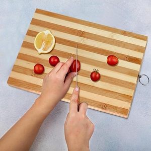 Eco-Friendly Bamboo Cutting <b>Board</b> & Chopping Block-Dishwasher Safe Kitchen <b>Tool</b> with Wood Knife Handle - Product Image 5