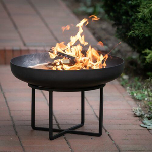 Brasero moderno para exteriores, de acero negro, con soporte, portátil, para jardín, patio trasero y camping. - Product Image 1
