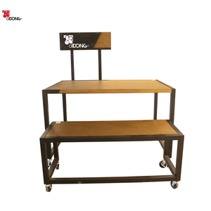 aDONG Two-Tier Wooden <b>Display</b> <b>Table</b> with Casters Modern Storage Rack Freestanding Portable Shelf - Product Image 1