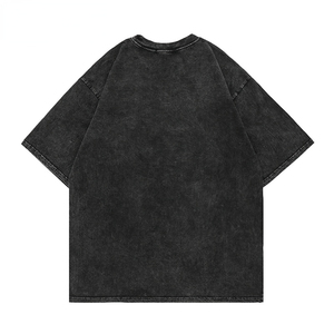 T-shirt graphique personnalisé délavé à l'acide pour homme, 100 % coton, style vintage, délavé à l'acide minéral, col rond, coupe ample - Product Image 2
