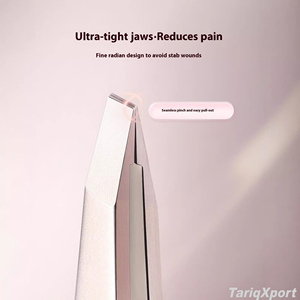 Pince à épiler professionnelle de précision dorée incurvée pour sourcils, en acier inoxydable personnalisé, de luxe, écologique, pour l'épilation du visage, plate et inclinée - Product Image 4