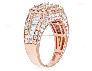 Fully <b>Iced</b> Out Baguette Cluster Men's <b>Ring</b> Rhodium Plated 925 Silver Hip Hop Style Engagement & Wedding Anniversary Luxury <b>Ring</b> - Product Image 3