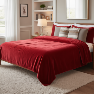 Couverture en Raschel rouge solide de luxe de 2 kg, douce et chaude pour l'hiver, pour la maison ou l'hôtel, en polyester - Product Image 2