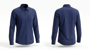 Chemise habillée à manches longues avec logo personnalisé, chemise formelle boutonnée, coupe ajustée, chemise de travail de bureau décontractée pour les affaires - Product Image 3