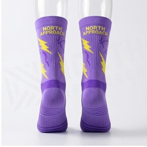 Crew <b>Socks</b> With Yellow Lightning Print Breathable <b>Running</b> <b>Socks</b> For Adults Summer Season - Product Image 2