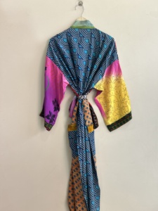 Bata Kimono Larga de Algodón Tejido para Mujer, Manga Larga, Estampado Floral, Ropa de Dormir Informal, Bata de Verano - Product Image 2
