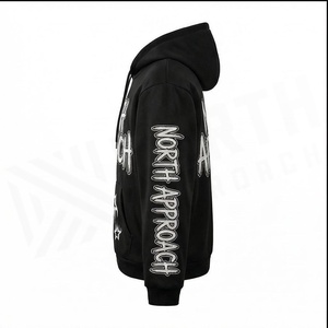 Sudadera con Capucha Oversize para Hombre North Approach, Negra, Estilo Urbano, con Estampado, Bolsillo Frontal, Corte Regular, Felpa Francesa de Algodón - Product Image 3