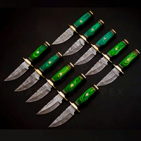Couteau de camping Mix Damascus avec manche en cuir, livraison immédiate, stock disponible, vente en gros uniquement, option de sélection de couteaux