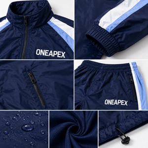 Ensemble de survêtement bleu marine pour homme avec veste de sport légère blanche et pantalon, streetwear d'entraînement - Product Image 5