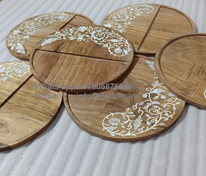 Bandeja de lujo para servir postres de estilo árabe de madera de nogal de Acacia con incrustaciones de nácar para bodas, regalos de Ramadán Eid, artesanías RF - Product Image 3