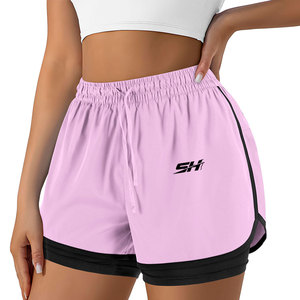 Elegant Design 2 in 1 <b>Shorts</b> For <b>Women</b> Lightweight Smooth Texture Blended Polyester Spandex Material <b>Long</b> Lasting Wear <b>Shorts</b> - Product Image 1